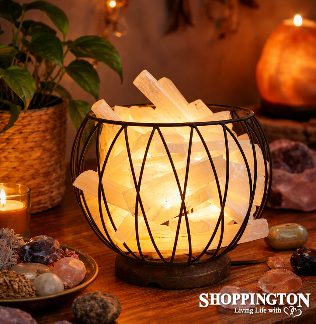 Selenite Cage Lamp