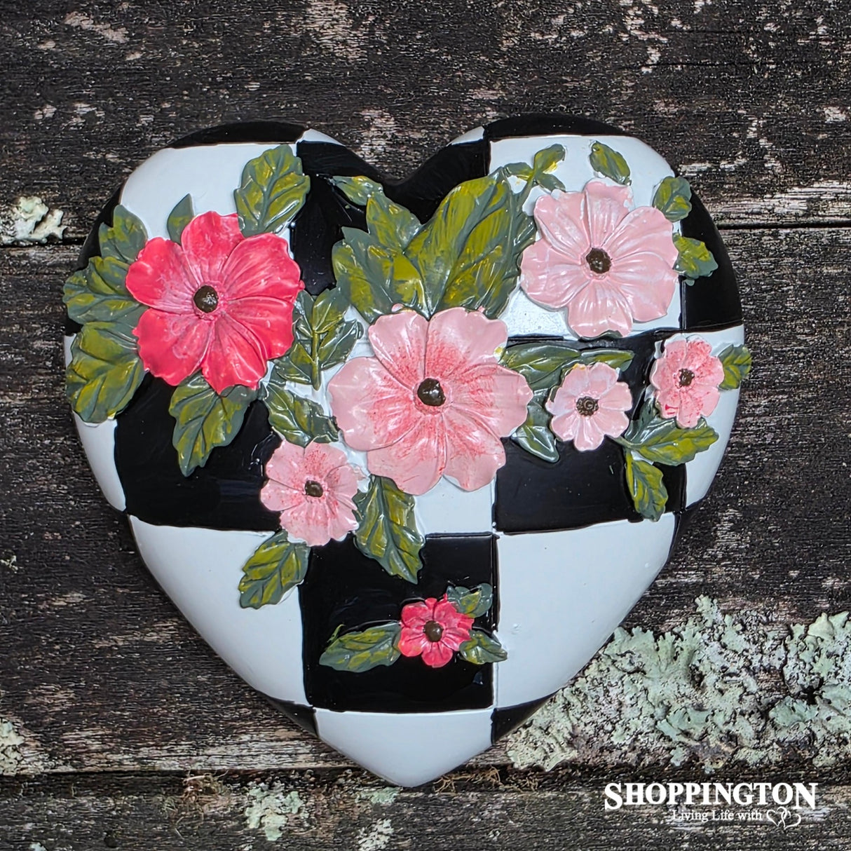 Collectable Heart - Checked Flowers