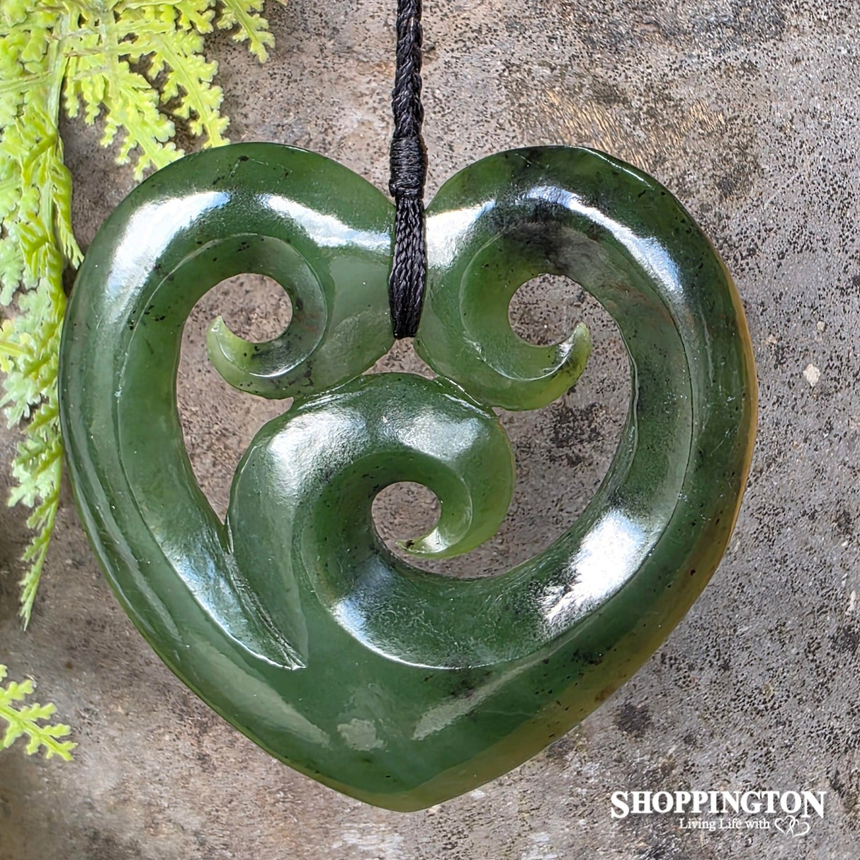 Triple Koru Pounamu Heart