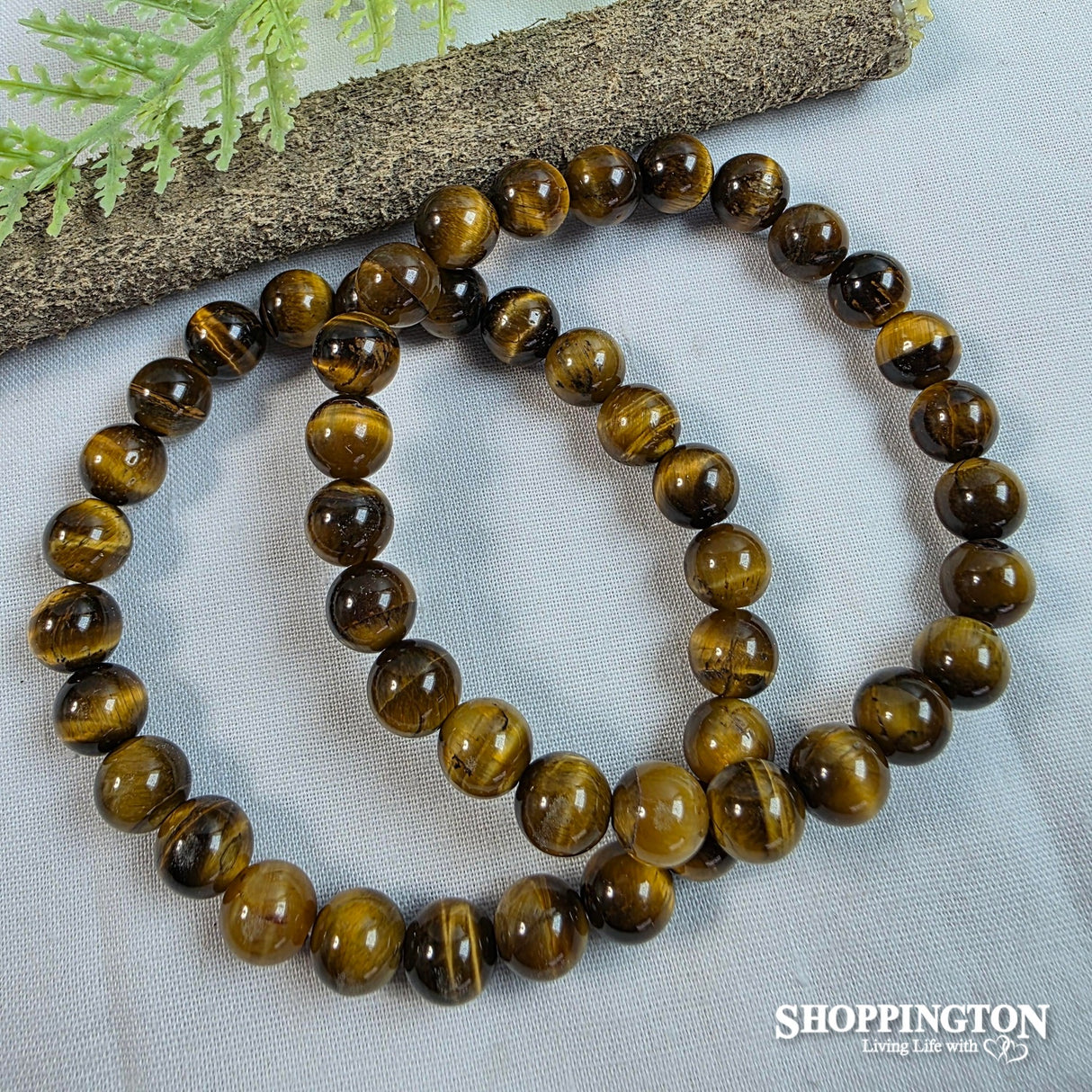 Crystal Gemstone Bead Bracelet - Tigers Eye
