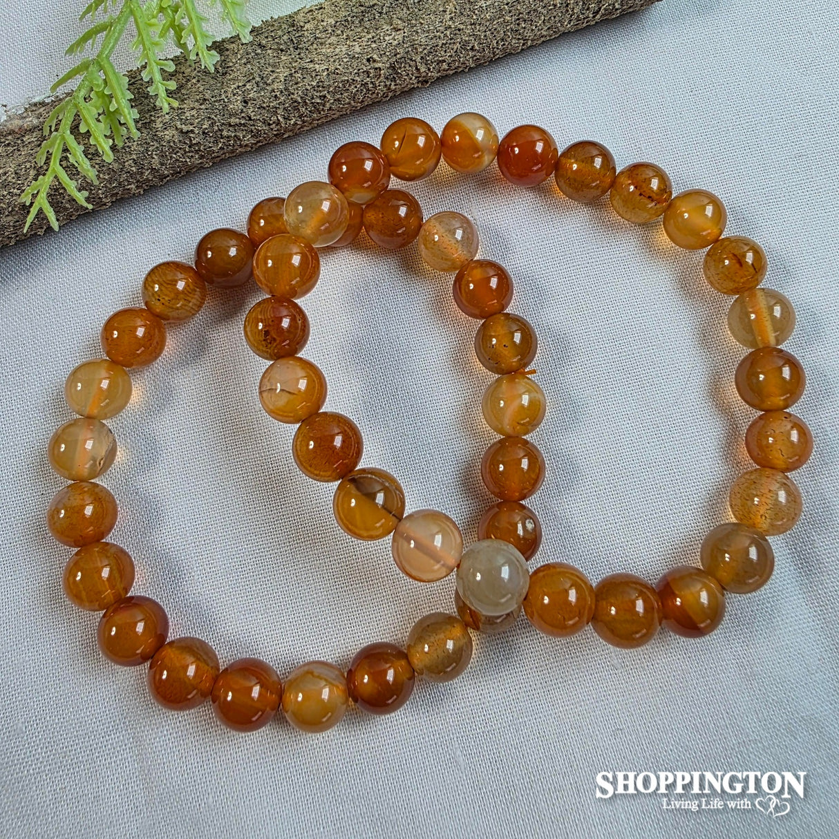Crystal Gemstone Bead Bracelet - Carnelian