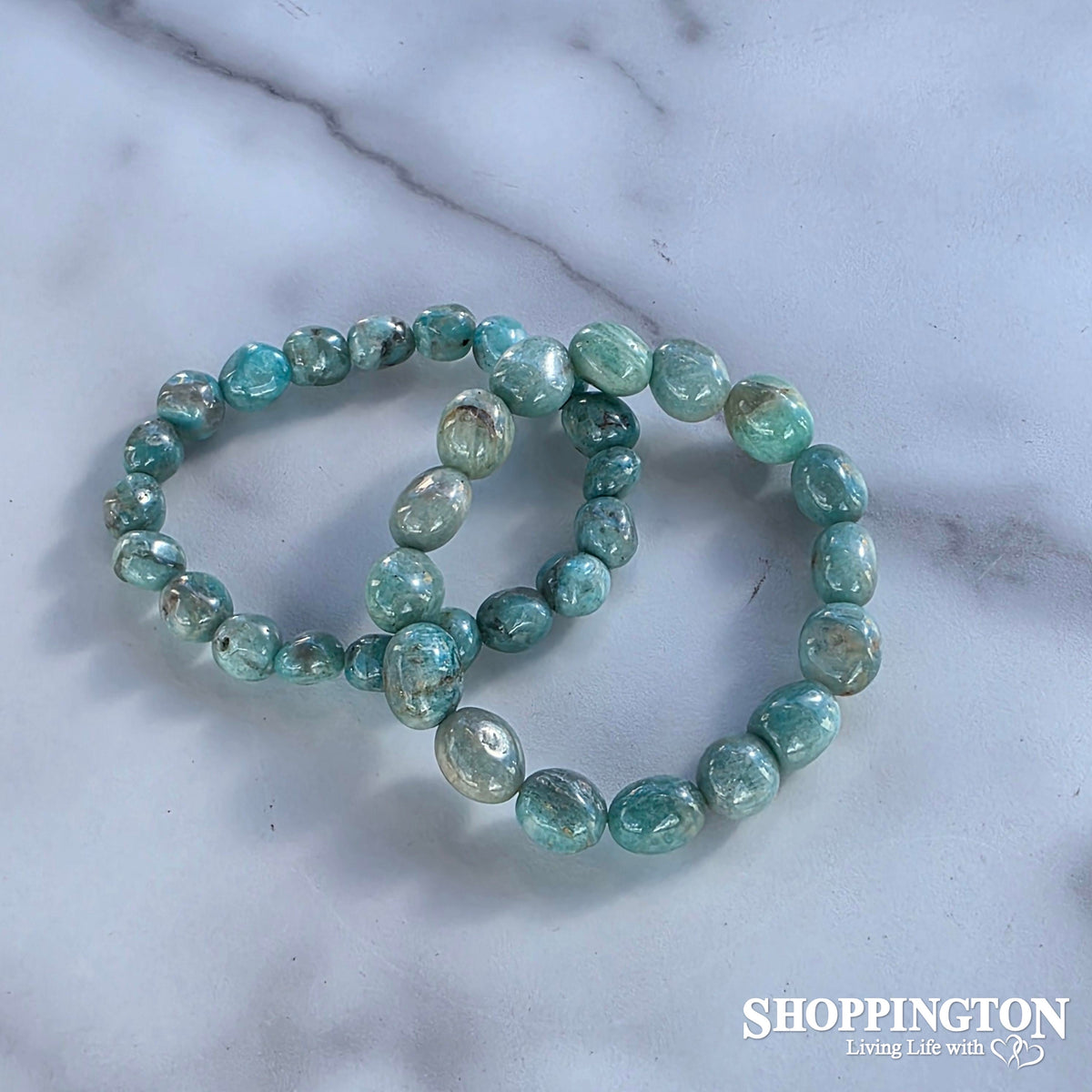 Crystal Gemstone Bead Bracelet - Tumble Bead Larimar