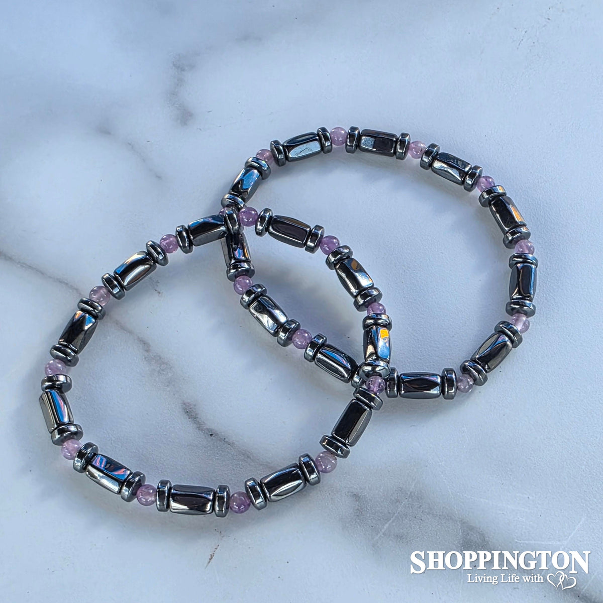 Crystal Bracelet - Hematite & Amethyst