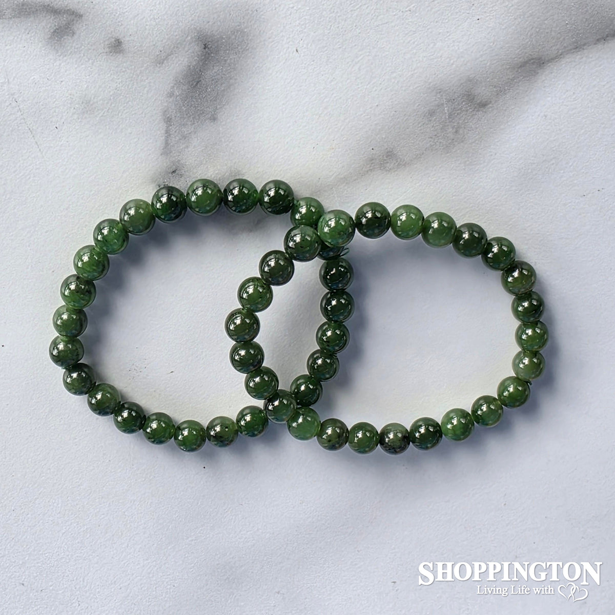 Crystal Gemstone Bead Bracelet - Nephrite Jade