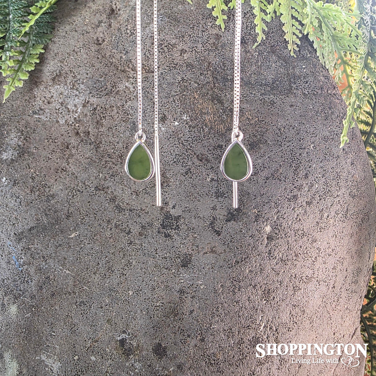 Earrings - Sterling Silver Pounamu Thread