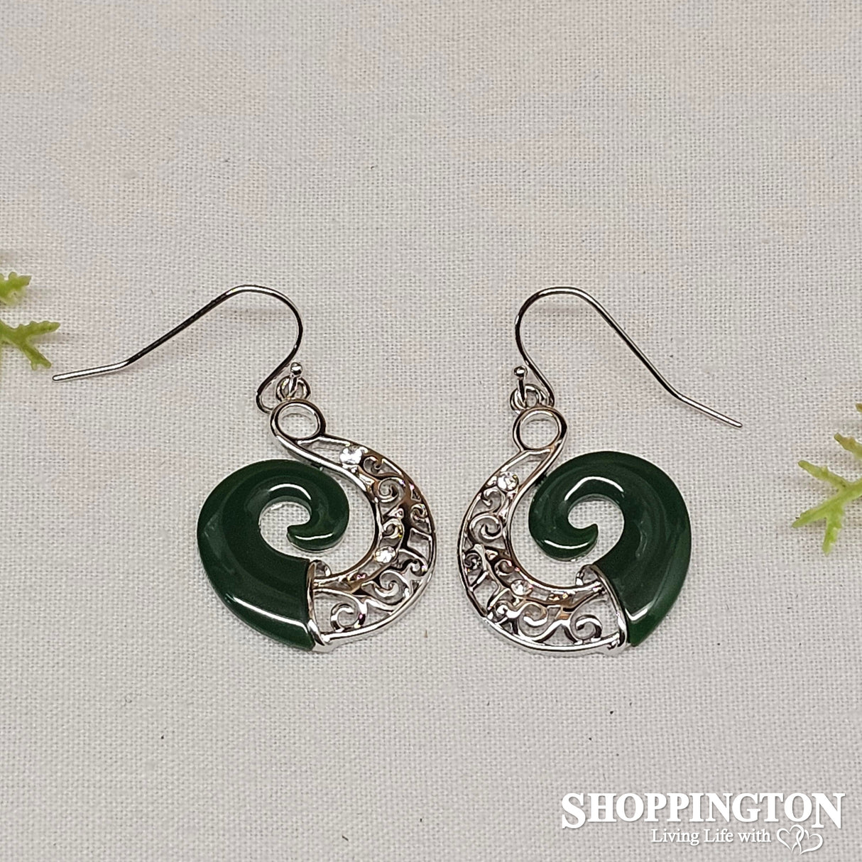 Earrings - Jade Resin Koru Spiral