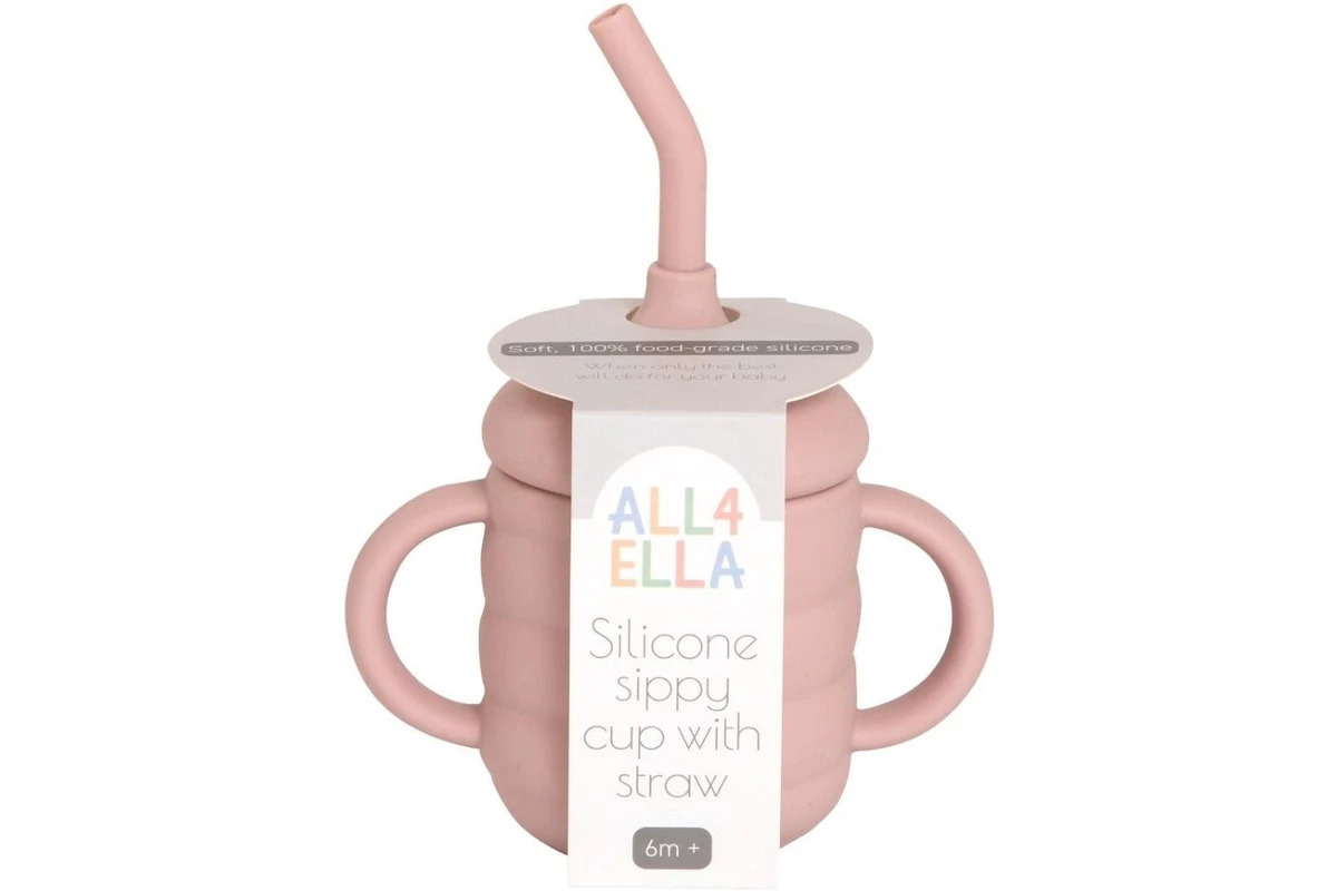 Silicone Sippy cup + Straw Dusty Pink