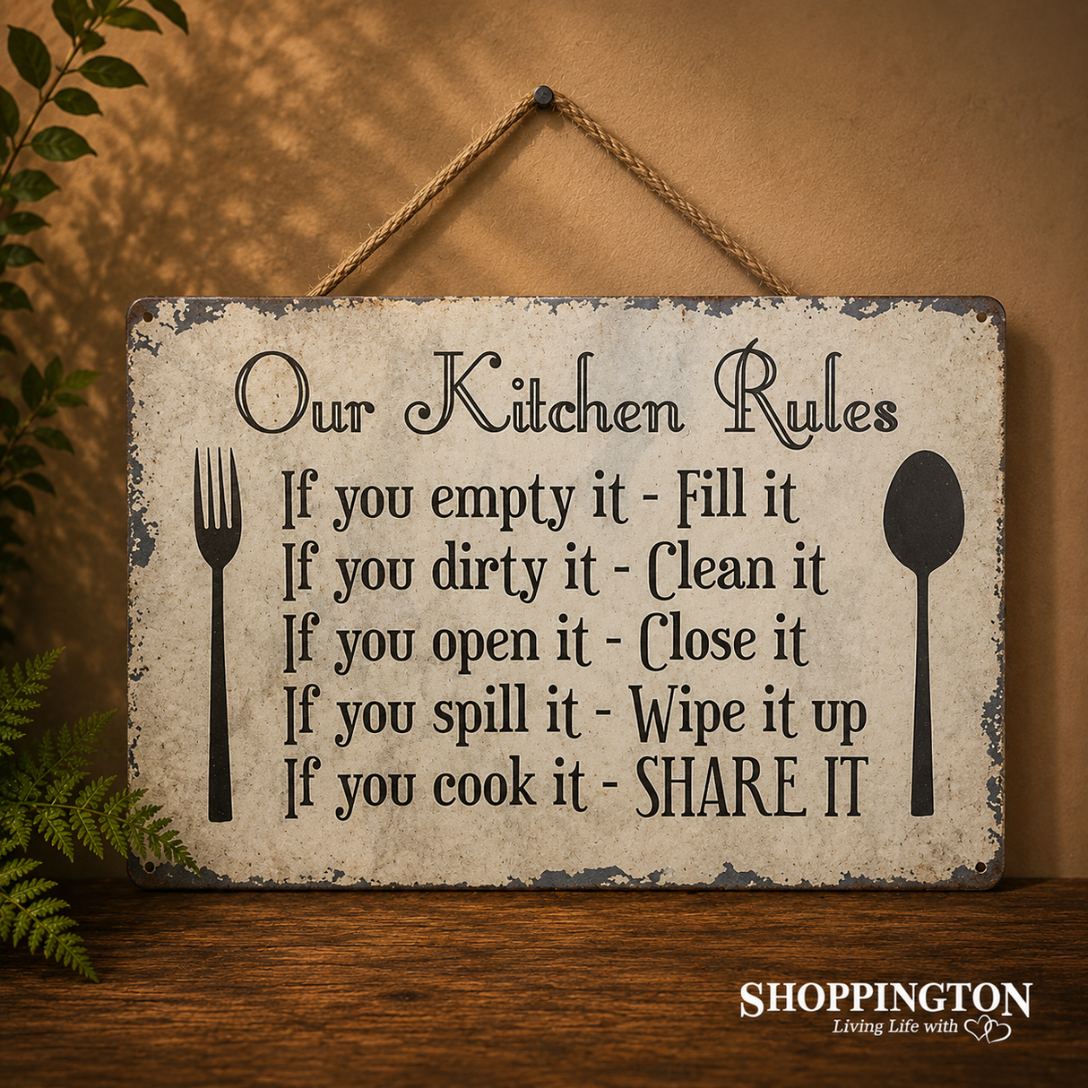 Tin Novelty Sign - Kitchen Rules