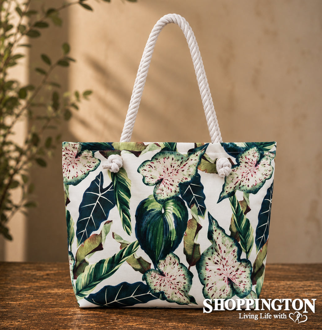 Shoulder Rope Tote Bag / Beach Foliage