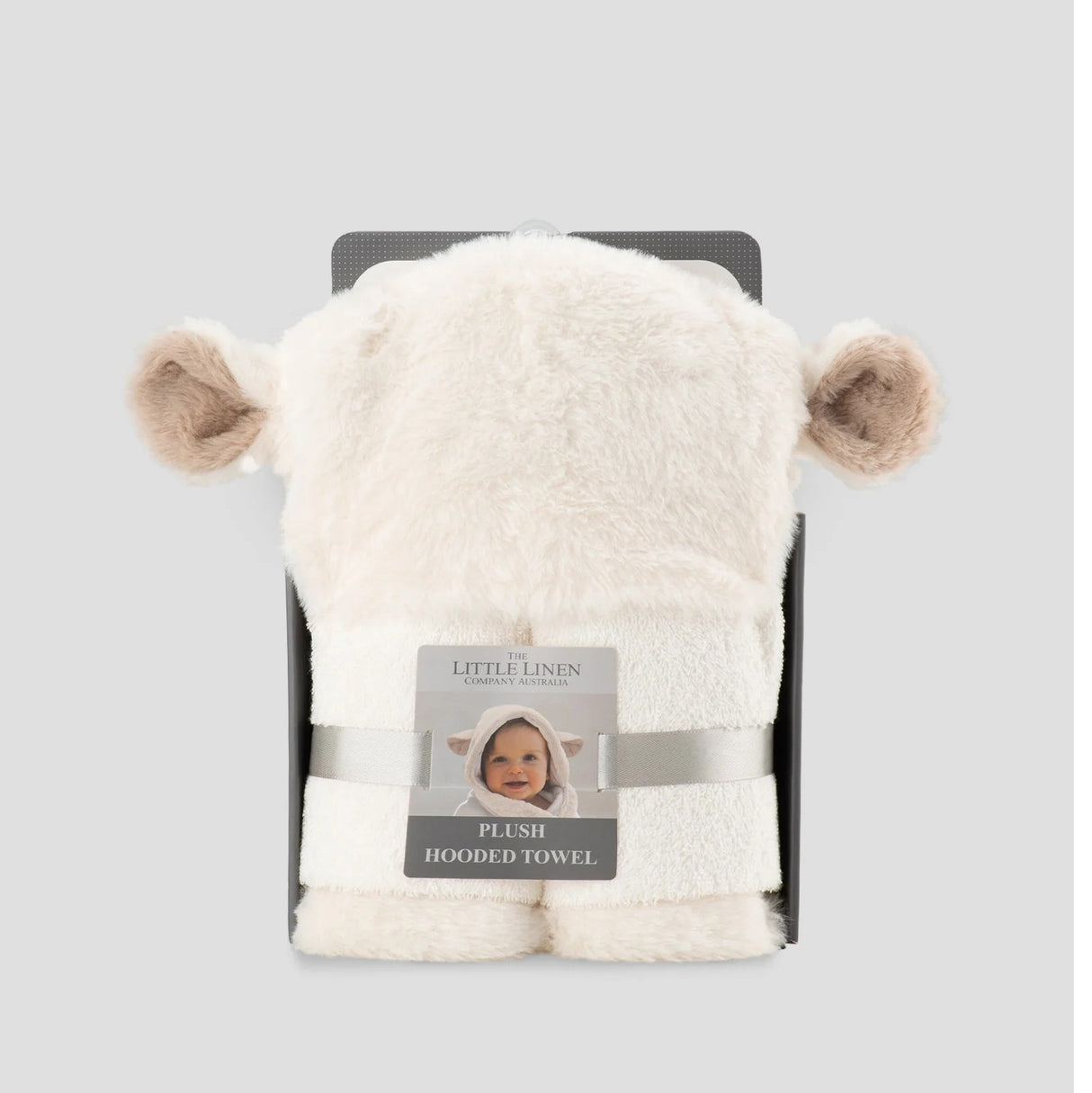 Litle Linen Plush Hooded Towel - Lamb