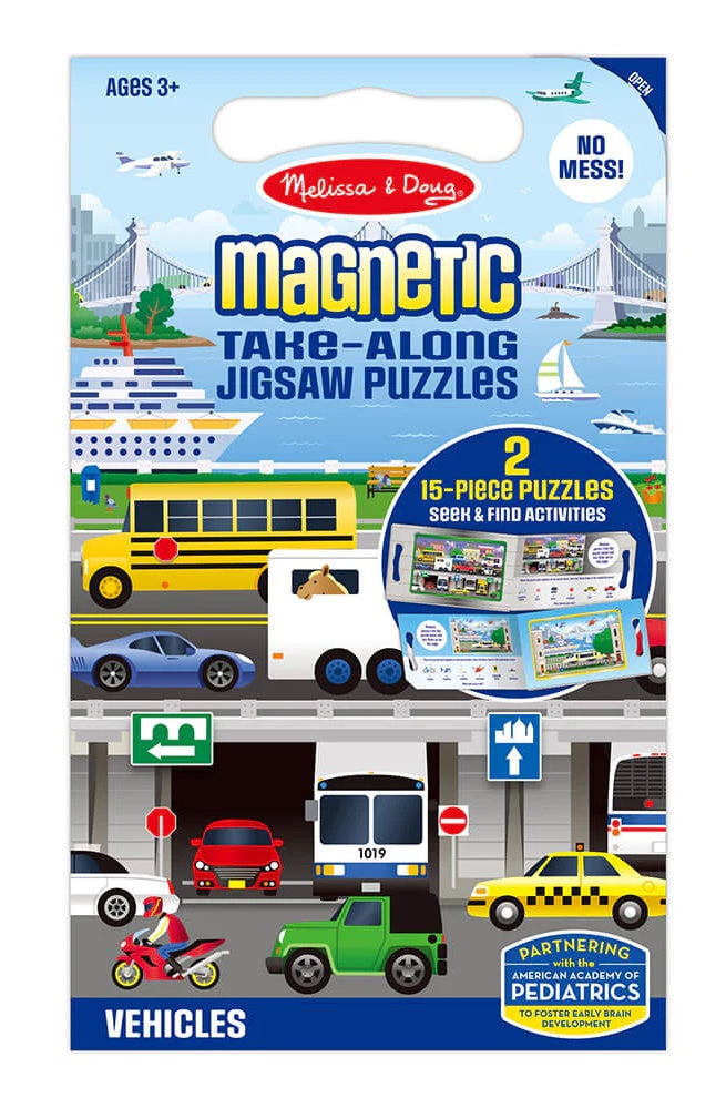 Melissa & Doug Magnetic Take-Along Jigsaw Puzzles - Vehicles