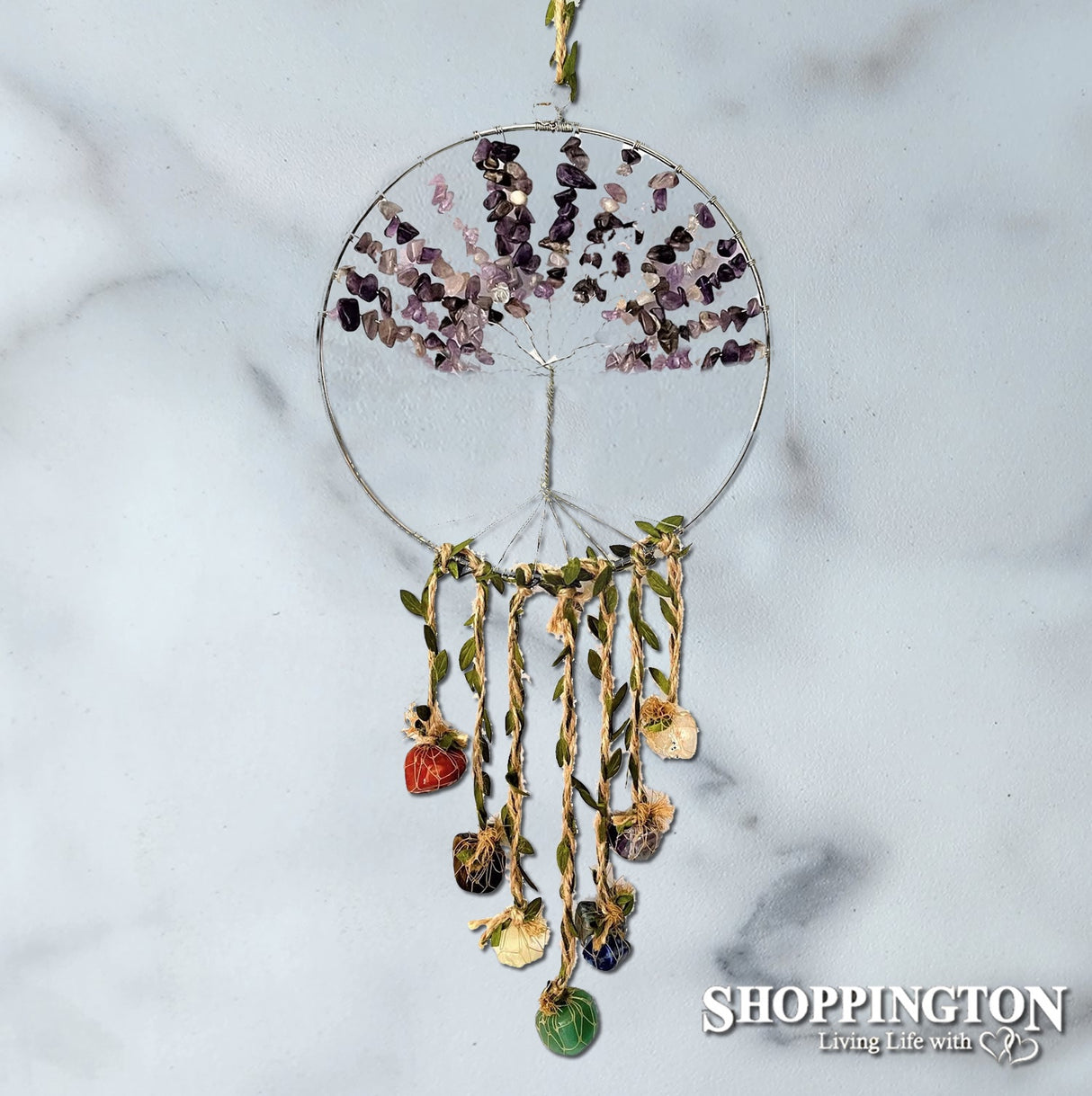 Crystal Tree of Life Dream Catcher- Amethyst
