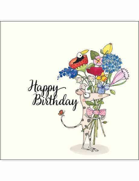 Gift Tag - Happy Birthday Mouse & Flowers