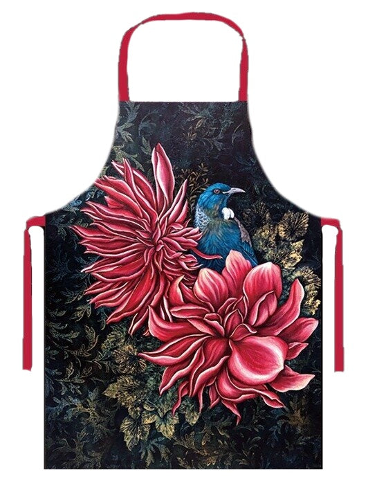Apron NZ Print - Tui in the Dahlias - Anita Madhav