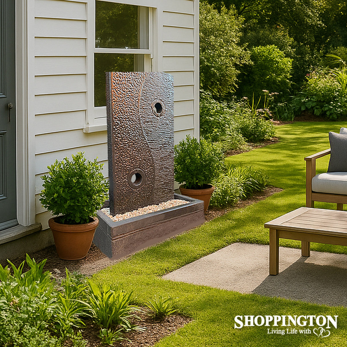u Yin Yang Water Feature with Holes 70cm x 100cm