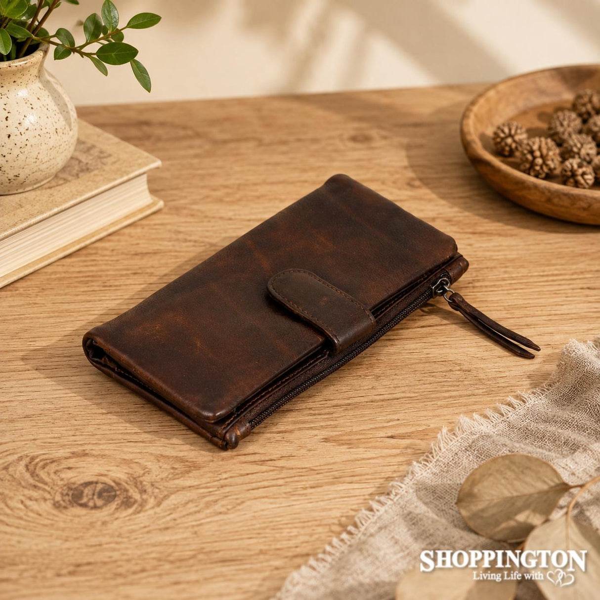 100% Leather Katie Wallet - Brown