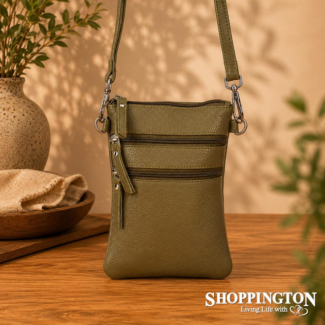100% Leather Kempsey Sling Bag - Olive