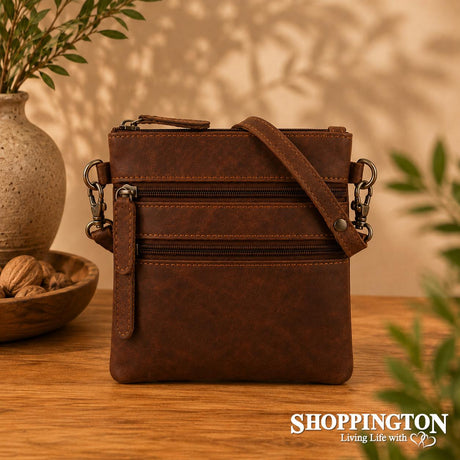 100% Leather Kempsey Sling Bag - Sand