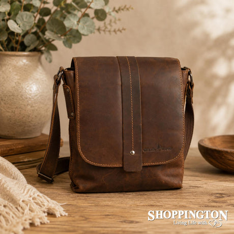 100% Leather Mini Messenger Henrik - Sand