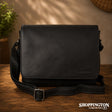 100% Leather Mini Messenger Steven 11" - Black