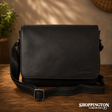 100% Leather Steven Smart Messenger Satchel - Black
