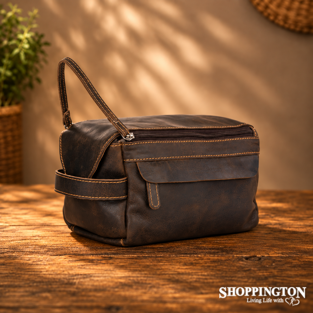 100% Leather Toiletry Bag - Darwin