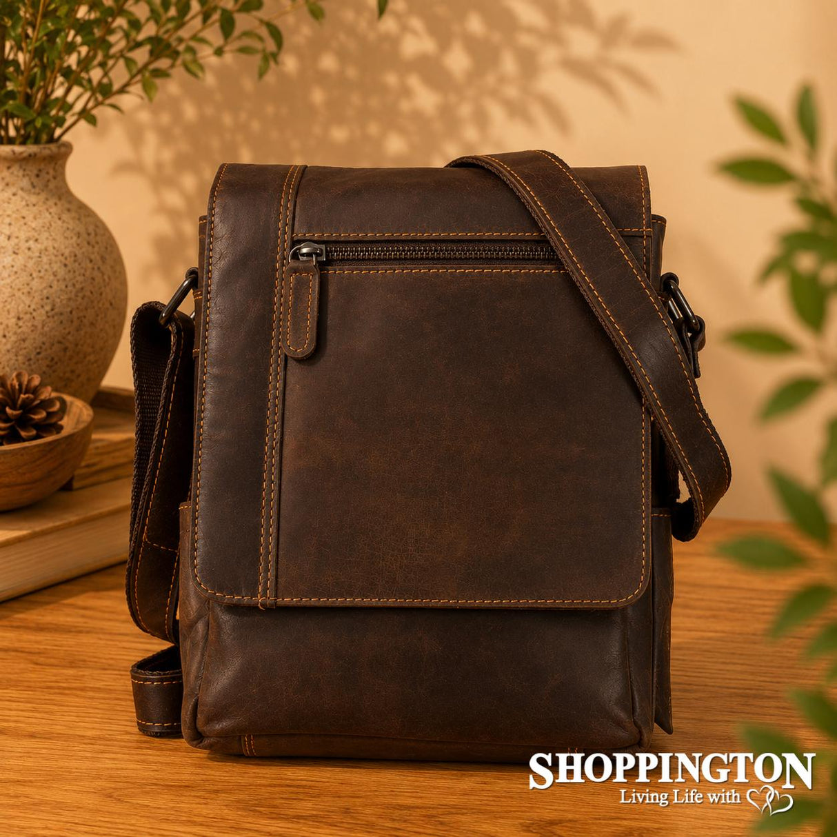 100% LeatherHenry Vintage Messenger Bag - Brown