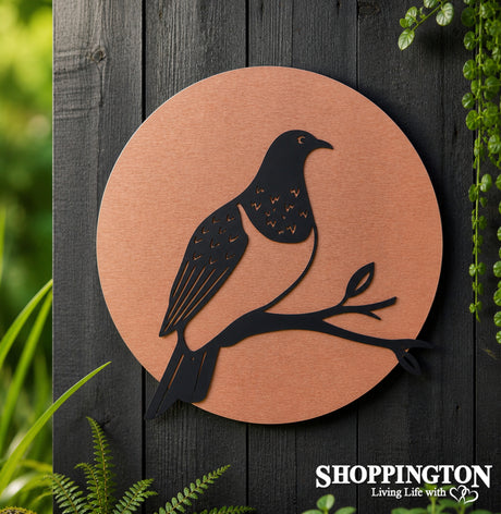100% NZ Made Brushed Copper Circle - Kereru Wall Art