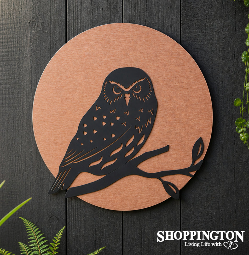 100% NZ Made Brushed Copper Circle - Ruru Wall Art