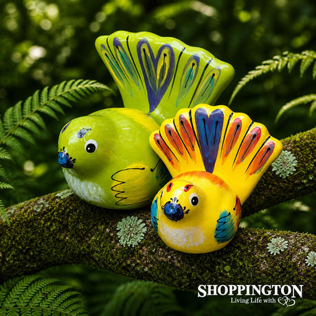 100% NZ Made Garden Ornament - Splashy Bird Art / Coloured Fantails