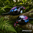 100% NZ Made Garden Ornament - Splashy Bird Art / Dark Tui Bird