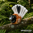 100% NZ Made Garden Ornament - Splashy Bird Art / Fantail Small