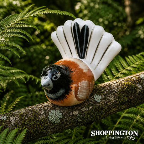 100% NZ Made Garden Ornament - Splashy Bird Art / Fantail Small
