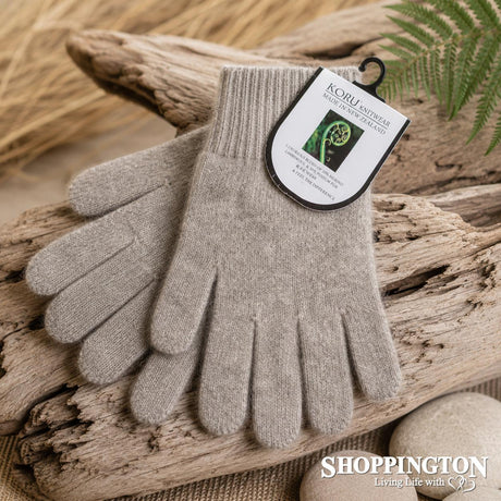 100% NZ Made Koru Knitwear - Possum Merino Gloves / Mocha