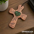100% NZ Made Pottery / Green Filigree Heart Celtic Cross