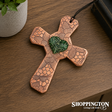 100% NZ Made Pottery / Green Filigree Heart Celtic Cross