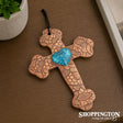 100% NZ Made Pottery / Turquoise Filigree Heart Budded Cross