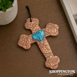 100% NZ Made Pottery / Turquoise Filigree Heart Budded Cross