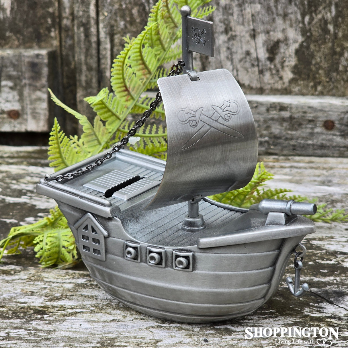 Pirate Ship Pewter Money Box