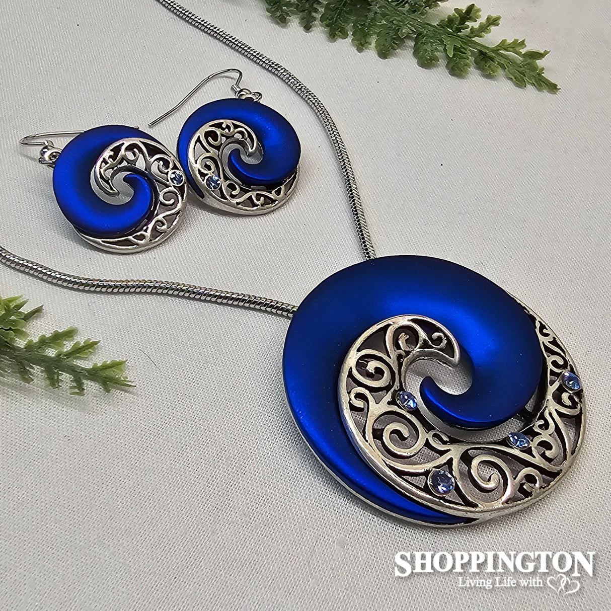 Necklace - Blue Koru Necklace & Earrings Set