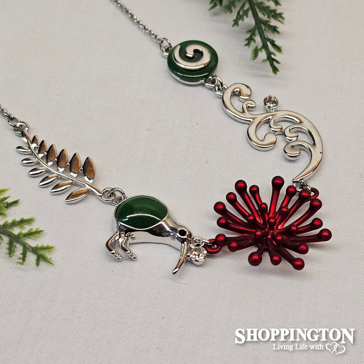 Necklace - Pohutukawa, Kiwi & Koru