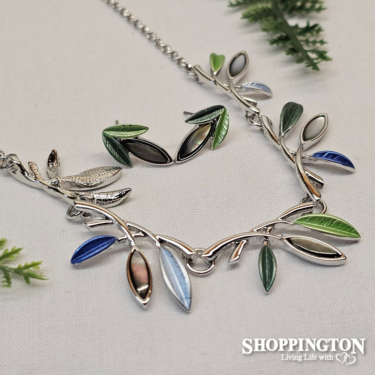 Necklace - MOP Leaves Necklace & Earrings Set