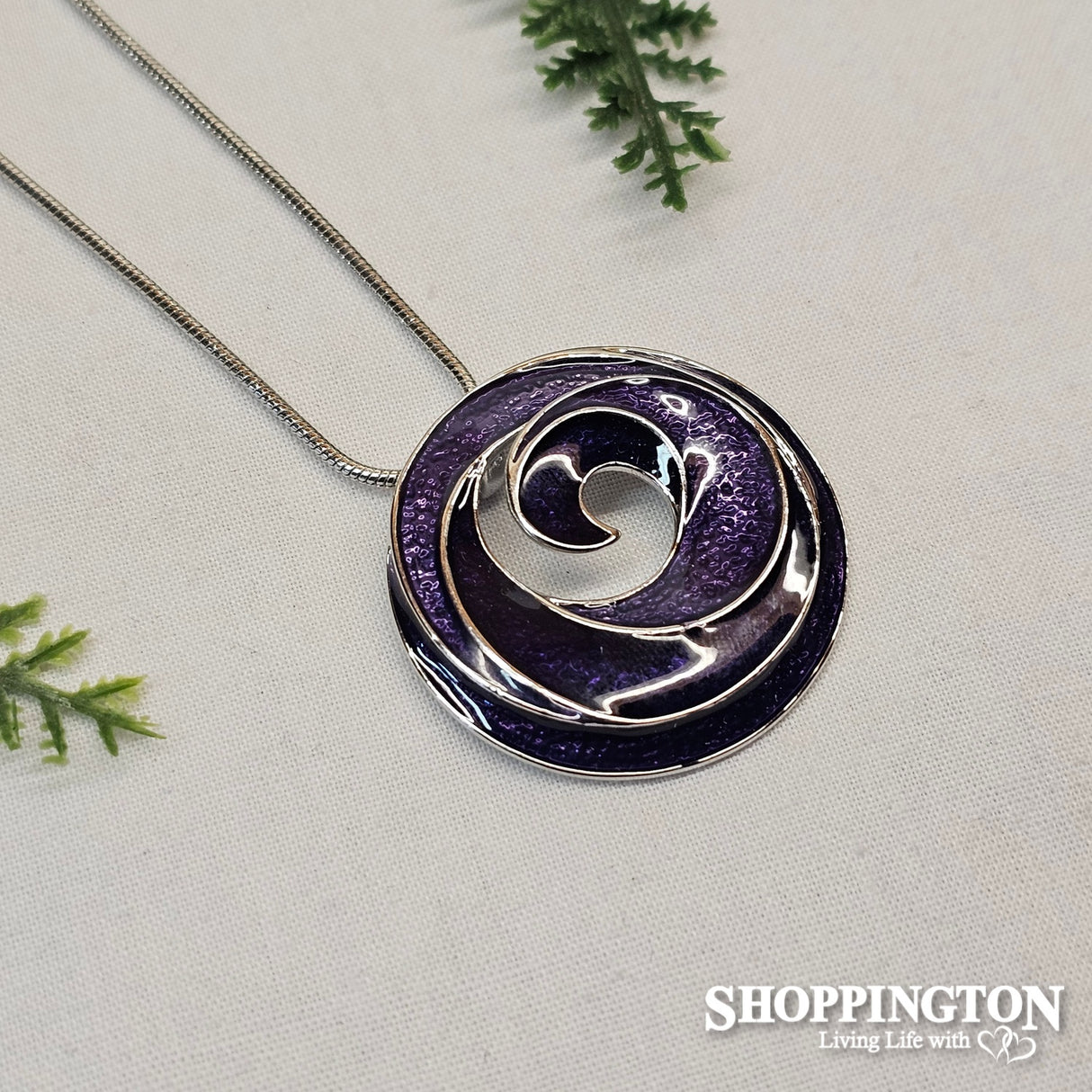 Necklace - Purple Koru Rhodium Pendant