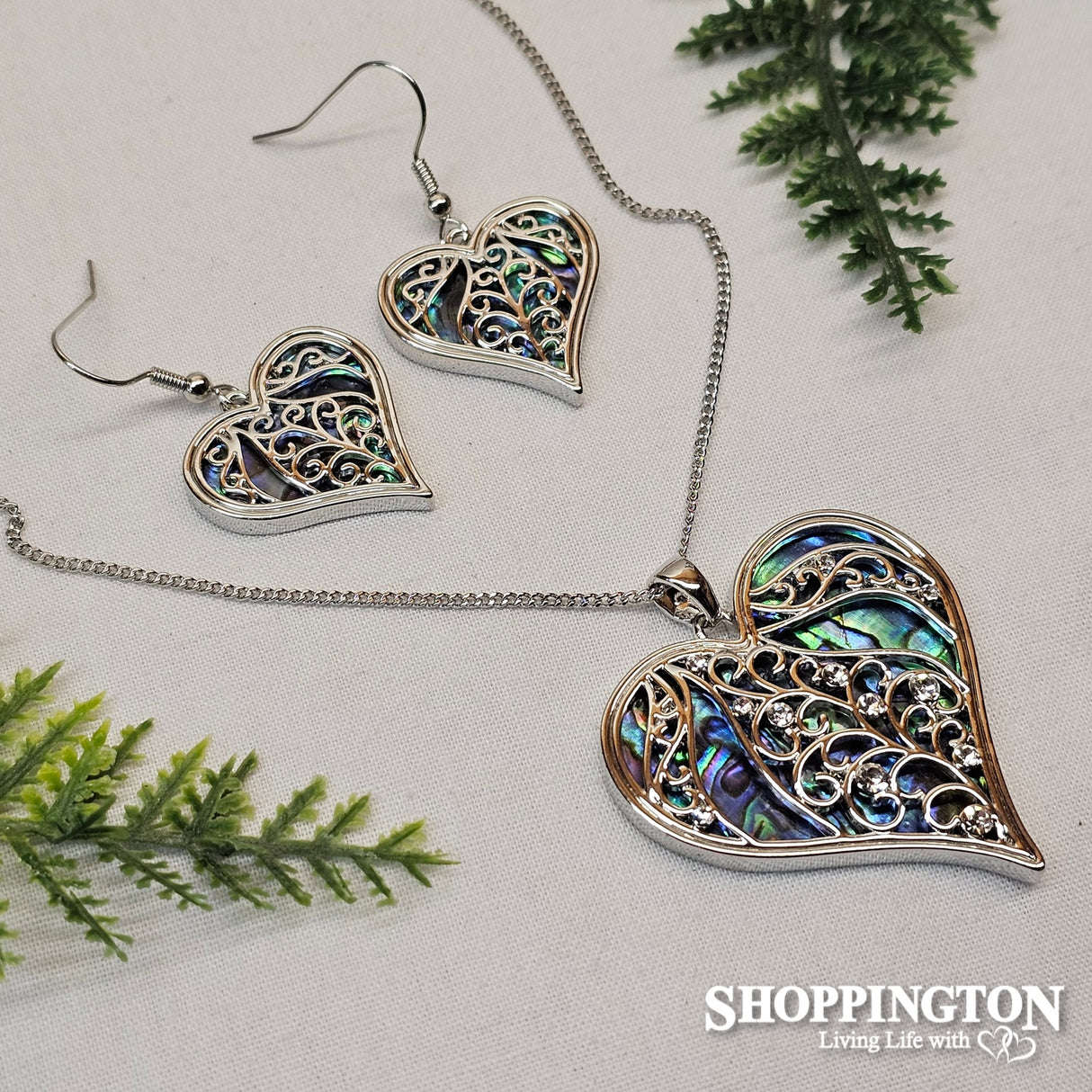 Necklace - Paua & Fern Heart