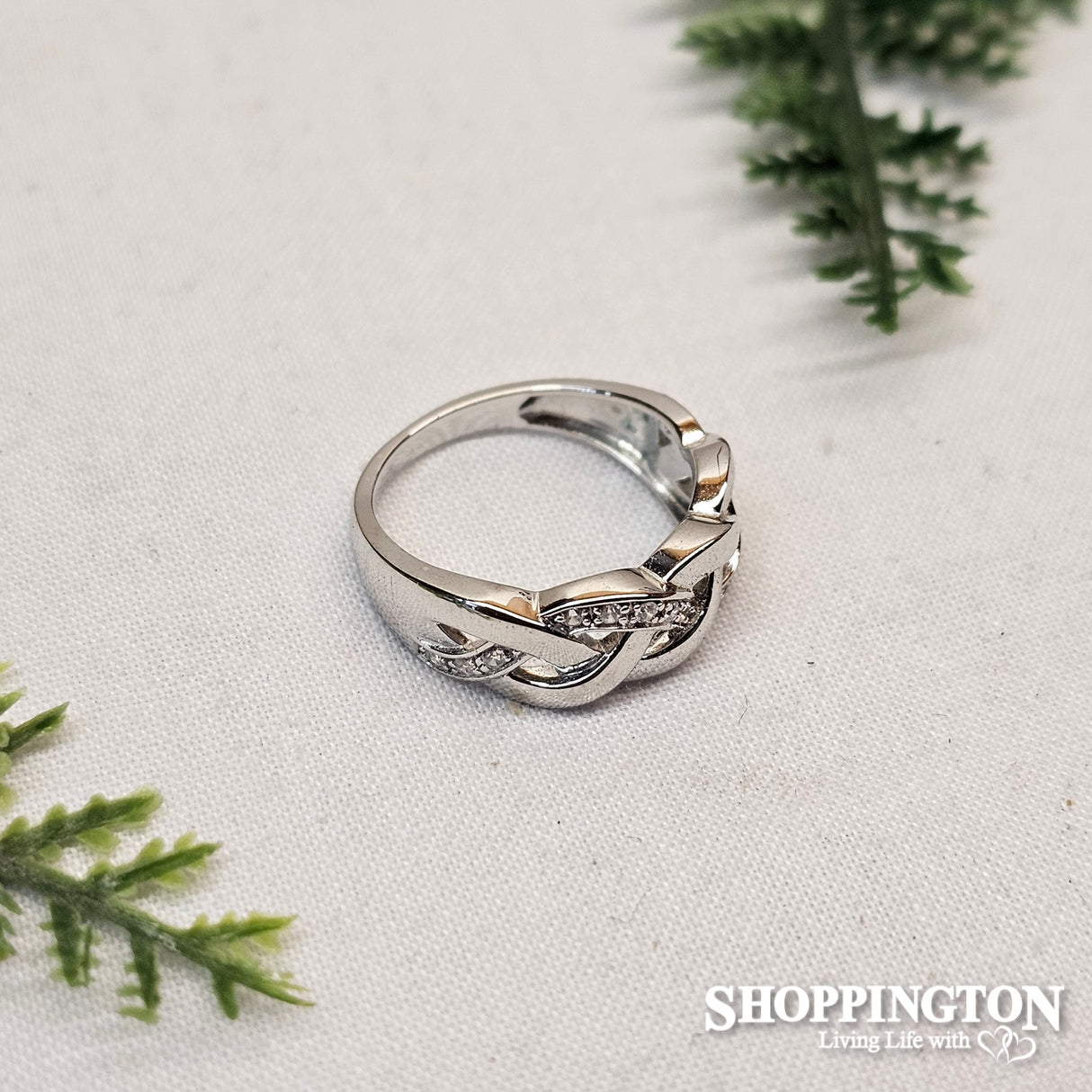 Ring - Diamante Silver Weave