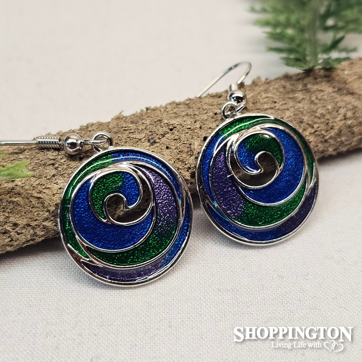 Earrings - Blue/Purple Koru Disc