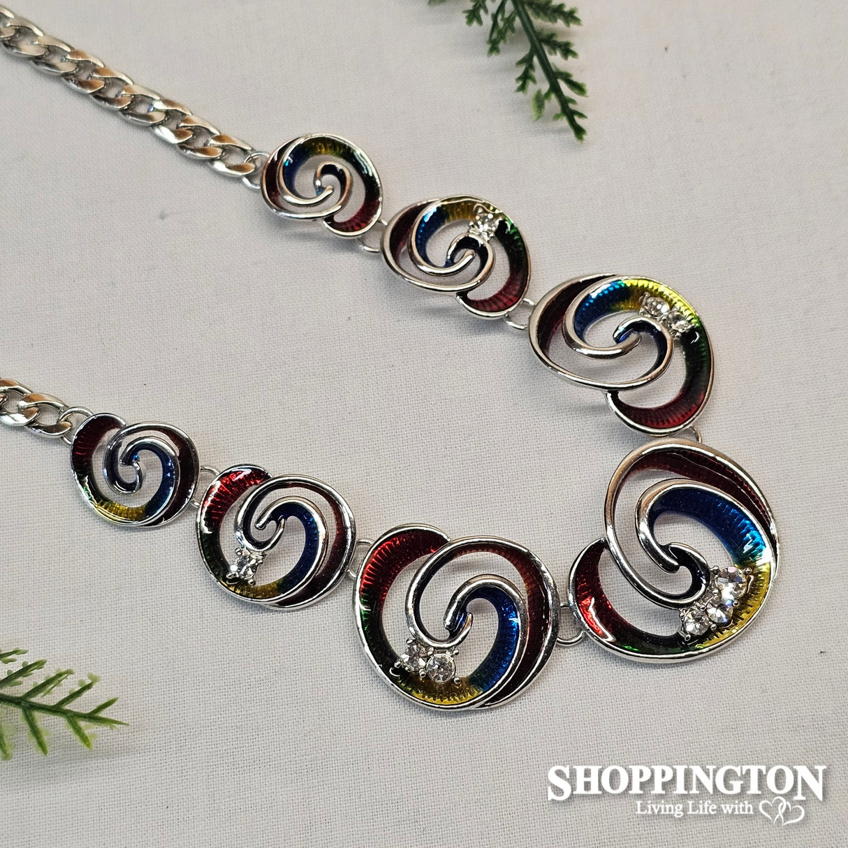 Necklace - Colourful Koru & Diamante