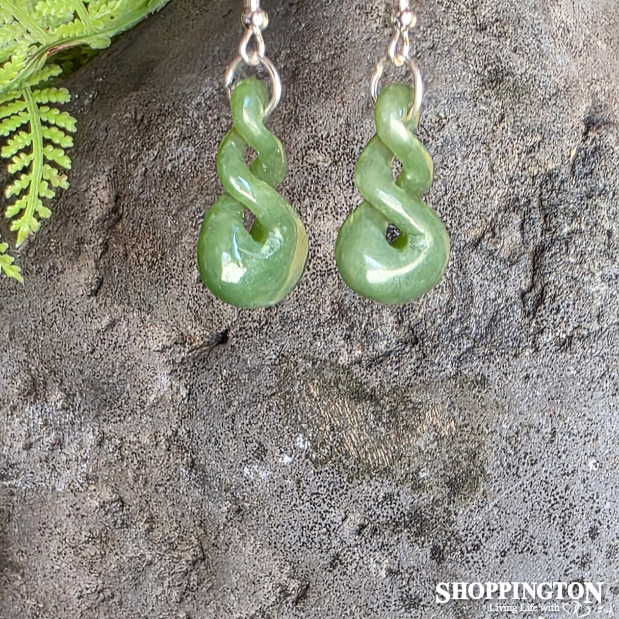 Pounamu - Earrings Double Twist 25mm