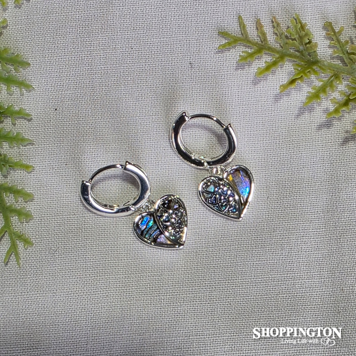 Earrings - Silver Plate Paua Hearts