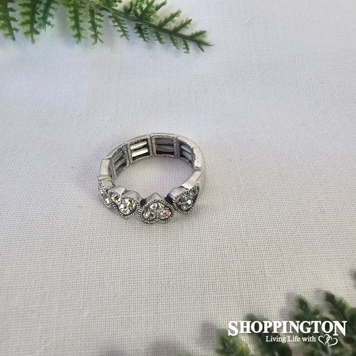 Rings - Silver Diamante Hearts